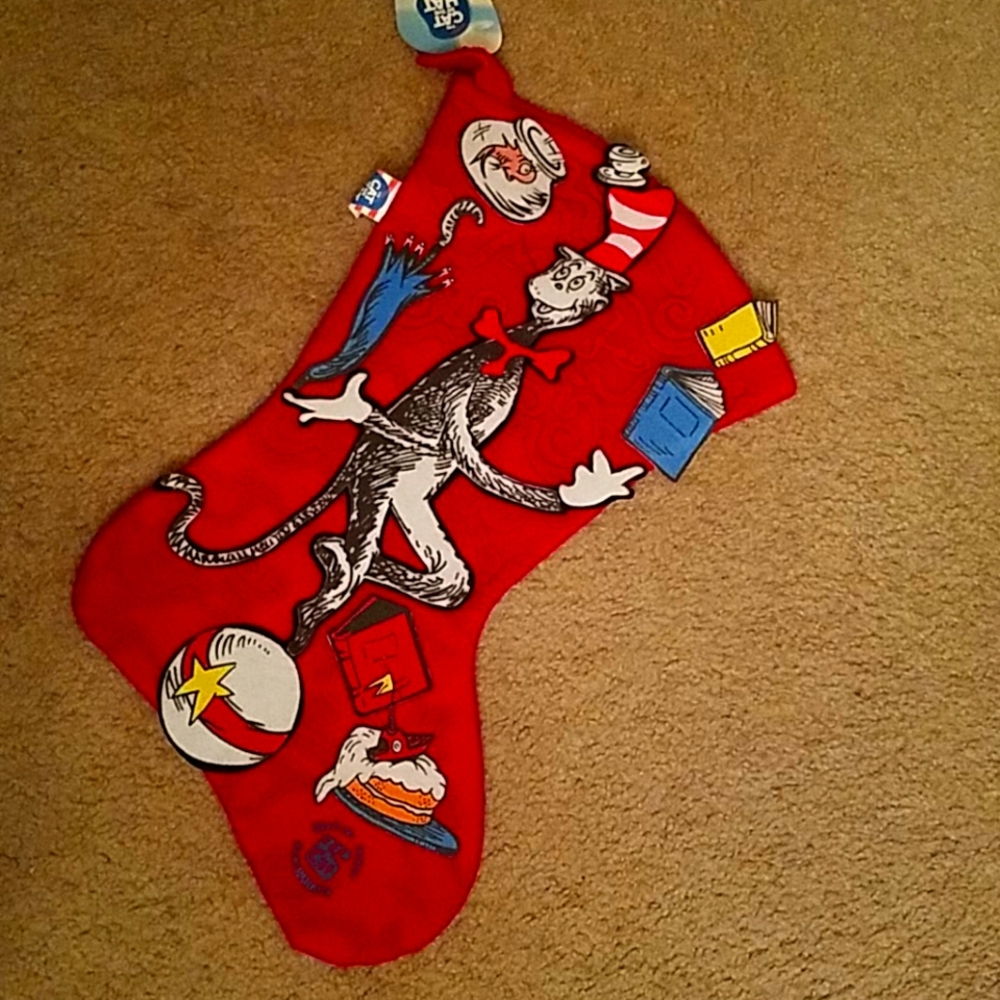 Cat in the Hat Christmas Stocking New